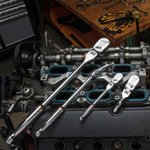 GEARWRENCH GW-81230T 1/4in 3/8in And 1/2in Drive 90-Tooth Flex Head Teardrop Ratchet Set 4-Pieces