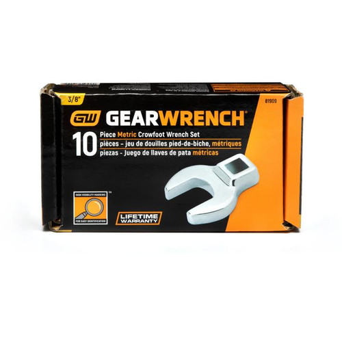 GEARWRENCH GW-81909 3/8in Drive Crowfoot Metric Wrench Set 10-Pieces