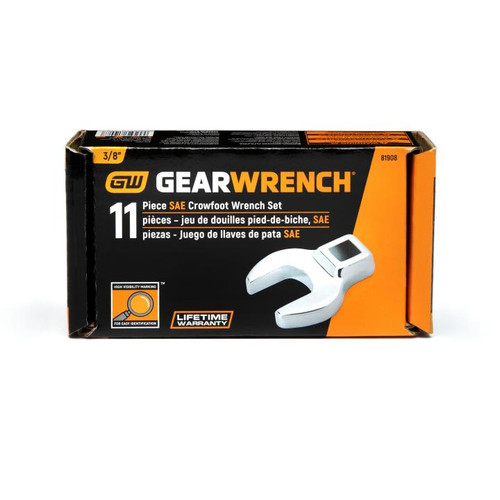 GEARWRENCH GW-81908 3/8in Drive Crowfoot SAE Wrench Set 11-Pieces