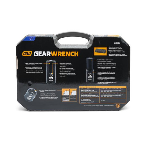GEARWRENCH GW-84948N 1/2in Drive 6 Point Standard And Deep Impact Metric Socket Set 39-Pieces