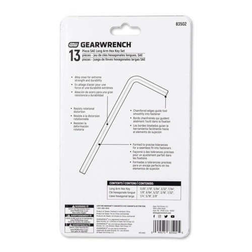 GEARWRENCH GW-83502 Long Arm SAE Hex Key Set 13-Pieces