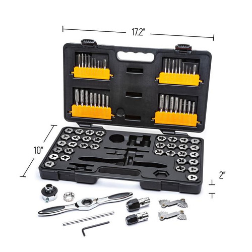 GEARWRENCH GW-3887 SAE/Metric Ratcheting Tap and Die Set 77-Pieces