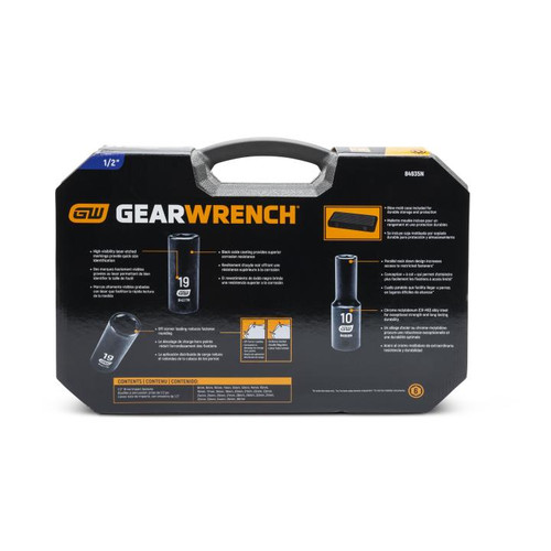 GEARWRENCH GW-84935N 1/2in Drive 6 Point Deep Impact Metric Socket Set 29-Pieces