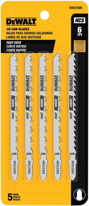 DEWALT DEW-DW3750H 4in x 6 TPI T-Shank Wood Cutting Jig Saw Blades 5 Pieces