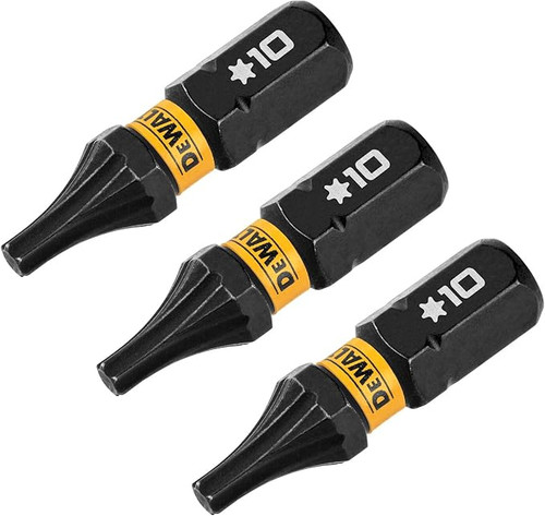 DEWALT DEW-DWAF1TX10IR3 Flextorq Torx T10 Bits 1/4 x 1in For Impact Drivers And Drills Hex Shank
