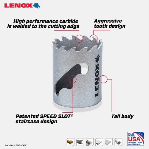 Lenox LEN-LXAH3158 41mm Speed Slot Carbide Tipped Hole Saw