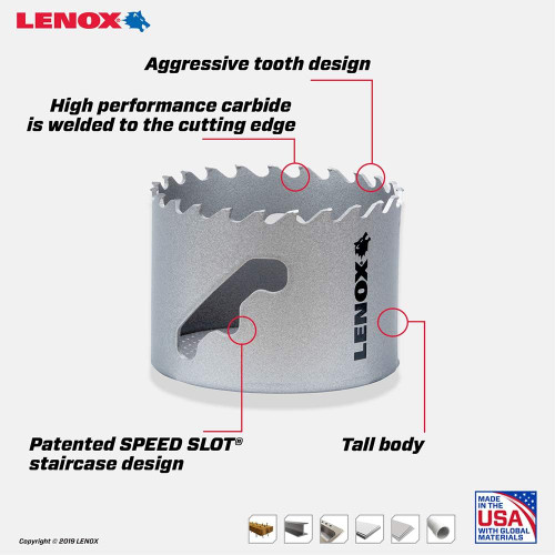 Lenox LEN-LXAH3212 64mm Speed Slot Carbide Tipped Hole Saw