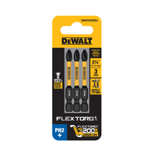 DEWALT DEW-DWAF2PH2IRXX 2.25in FlexTorq Impact Screwdriving Bits For PH2