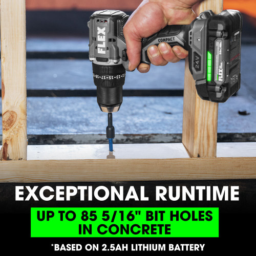 FLEX FL-FX1231-1A 24V 1/2in 2 Speed Compact Hammer Drill 2.5Ah Kit