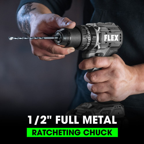 FLEX FL-FX1231-1A 24V 1/2in 2 Speed Compact Hammer Drill 2.5Ah Kit