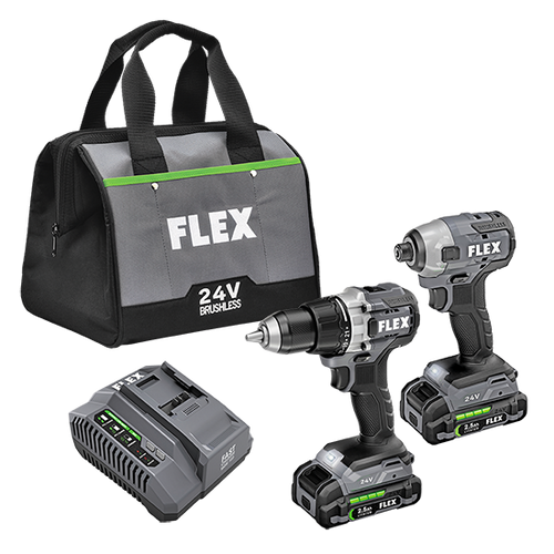 FLEX FL-FXM201-2A 24V Drill & Impact Driver 2 Tool Combo 2x 2.5Ah Kit