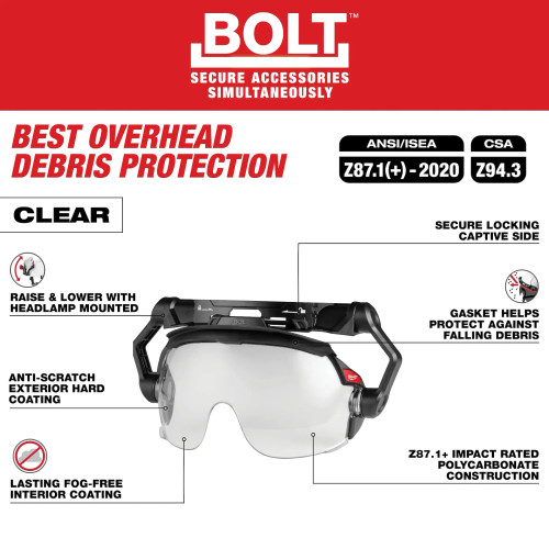 Milwaukee MIL-48-73-14XX BOLT Gasketed Eye Visor - Dual Coat Lens