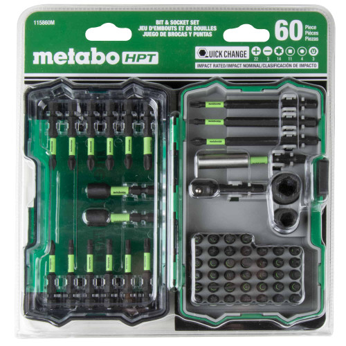 Metabo HPT HPT-115860M 1/4in Impact Bit And Socket Set 60 Pieces
