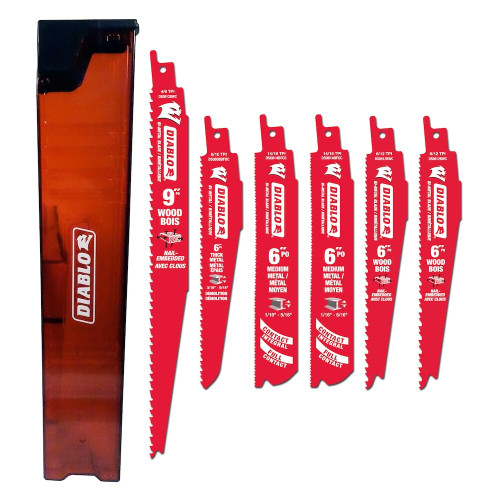 Diablo FRE-DS006SC Bi-Metal Reciprocating Saw Blade Set For Wood and Metal Demolition 6 -Pack