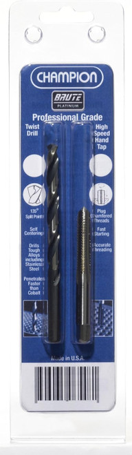 Champion CHAMP-6550 Combination HSS 308-7/16-14 Plug Tap And XL5-U HSS Drill With 135-Degree Split Point Brute Platinum