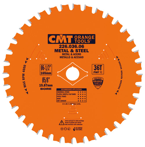 CMT Orange Tools CMT-22603606 Industrial Dry Cutter Circular Blades 6-1/2in 36 Teeth