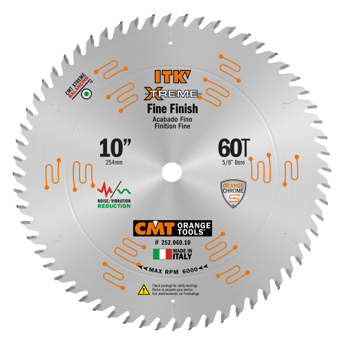 CMT Orange Tools CMT-25206010 10in x 5/8in 60 Teeth ITK Fine Cut Off Chrome Plated Blade