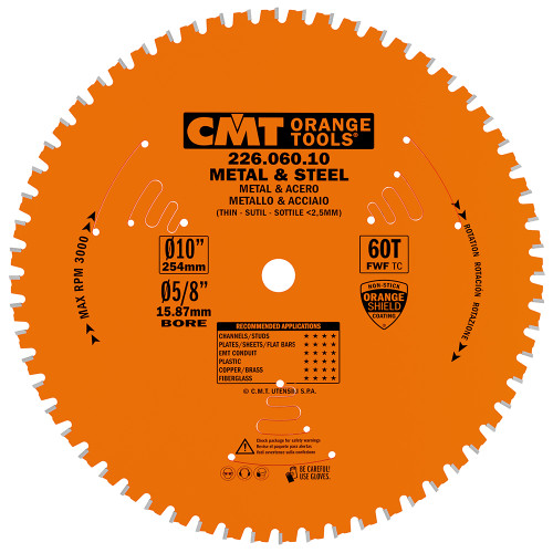 CMT Orange Tools CMT-22606010 10in Dia x T60 Dry Cut Blade