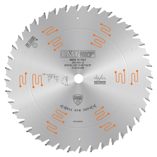 CMT Orange Tools CMT-28564010 10in Dia x T40 HiATB Orange Chrome General Purpose Blade