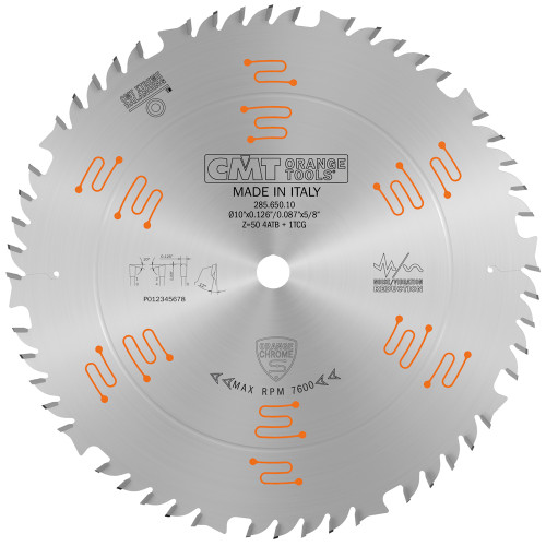CMT Orange Tools CMT-28565010 10in Dia x T50 ATB+TCG Orange Chrome Combination Blade