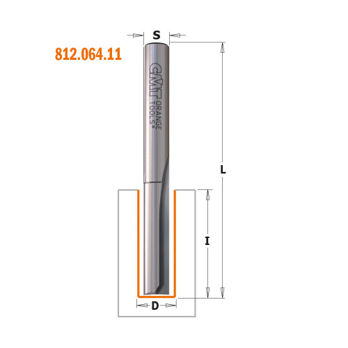 CMT Orange Tools CMT-81206411 1/4in x 2-3/8in Right Hand Rotation Straight Router Bits Long Series