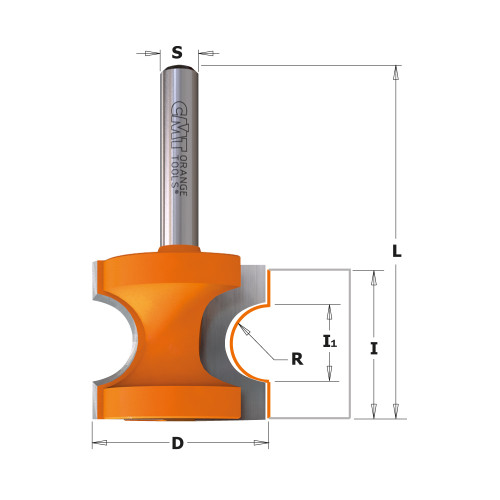 CMT Orange Tools CMT-85400411 1-1/8in Dia x 1in Cutting Length Bead And Bull Nose Router Bit