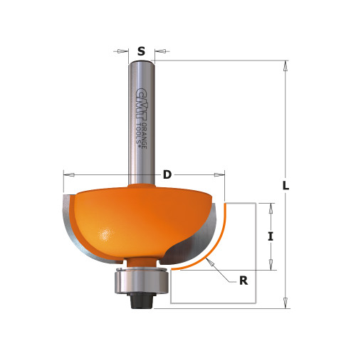 CMT Orange Tools CMT-83735011 1-1/2in Dia x 5/8in Cutting Length Cove Router Bit With Bearing