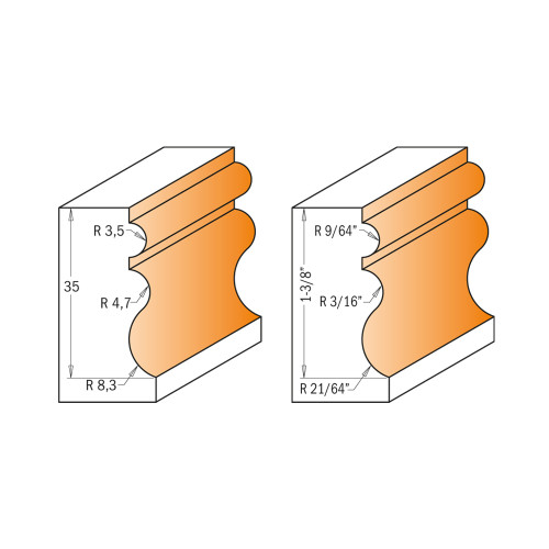 CMT Orange Tools CMT-85590111 15/16in Dia x 1-3/8in Cutting Length Moulding Router Bit With Bearing