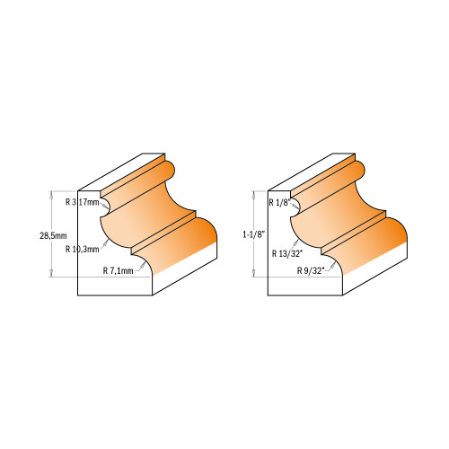 CMT Orange Tools CMT-85650111 1-7/8in Dia x 1-1/8in Cutting Length Moulding Router Bit