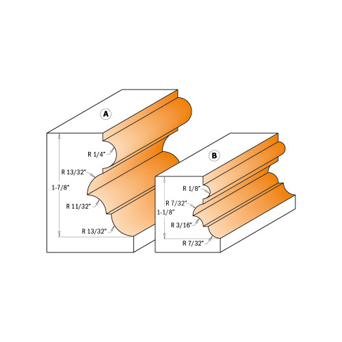 CMT Orange Tools CMT-85680211 2-3/16in Dia x 1-7/8in Cutting Length Profile A Multiprofile Router Bit