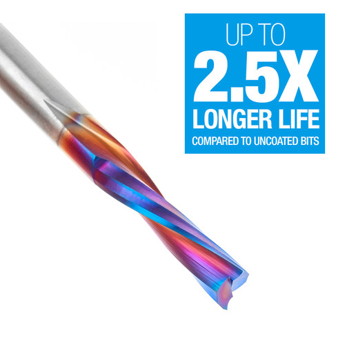 AMA-46348-K Spektra 1/4in Dia Solid Carbide Down Cut Extreme Tool Life Coated Spiral Plunge For Solid Wood