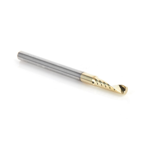 Amana AMA-51459-Z CNC 1/8in Dia Solid Carbide Spiral O Flute Aluminum Cutting Up Cut ZrN Coated Router Bit