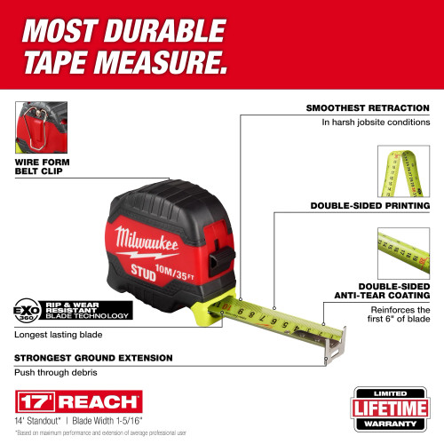 Milwaukee MIL-48-22-1436 10m/35ft Stud Tape Measure