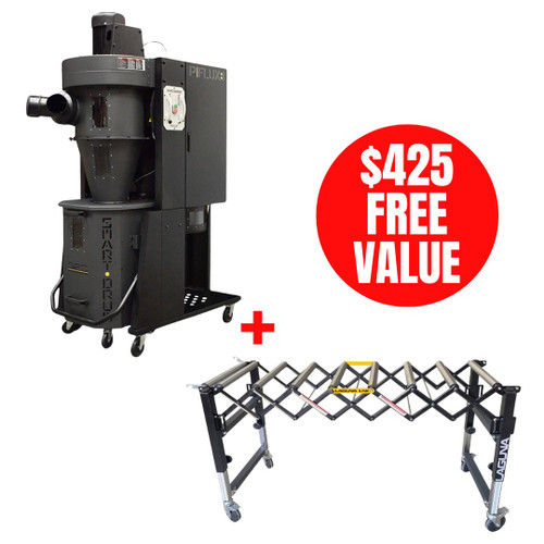Laguna LAG-MDCPF15110-P PFLUX Dust Collector with 20in Flexible Roller Conveyor Table Package