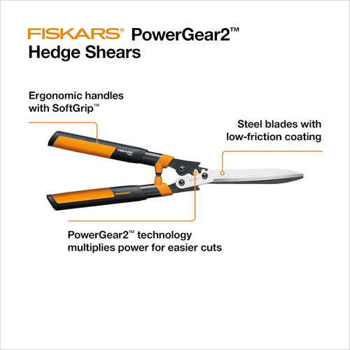 Fiskars FISK-392861-5002 23in Power Gear2 Hedge Shears