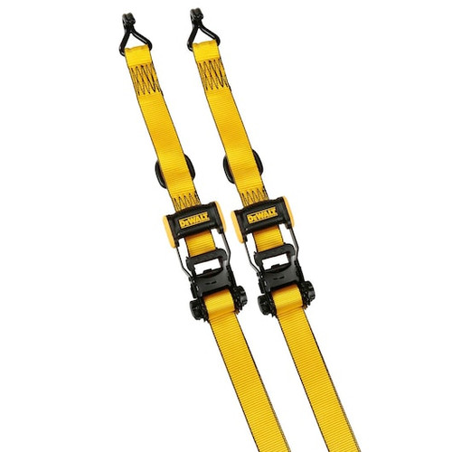 DEWALT DEW-DXBC33002 1.5in x 16ft Medium Duty Ratchet Tie Down Straps 3300lb Break Strength 2 Pieces