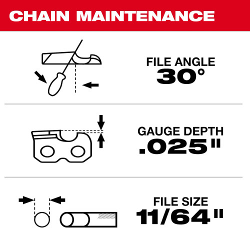Milwaukee MIL-49-16-2818 8In X 3/8In Low Profile Pitch With 0.043In Gauge Saw Chain And Guide Bar Set