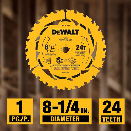 DEWALT DEW-DWA281424 8-1/4in x 24 Teeth Circular Saw Blade