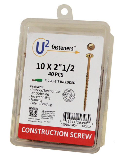 U2 U2-S10102500H 10 x 2-1/2in Construction Screw 40 Pack