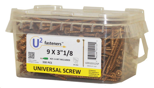 U2 U2-U09103125P  9 x 3-1/8in Universal Structural Screw 330 Pack