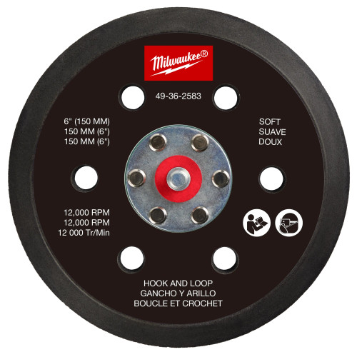 Milwaukee MIL-49-36-2583 6in Hook And Loop Sander Backing Pad Soft