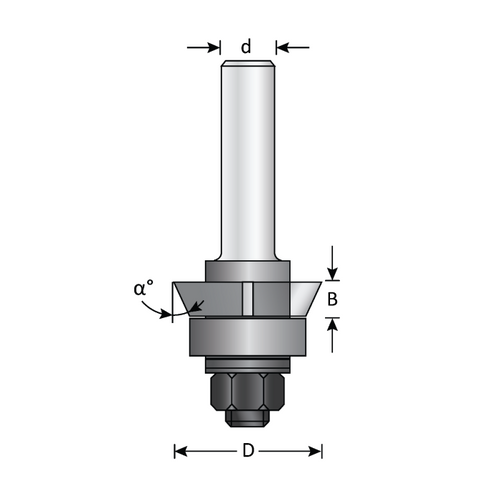 Dimar DIM-116RT4-15 1in Dia Carbide Tipped Trim Cutter Assembly 4 Flutes 15 Deg 1/4in Shank