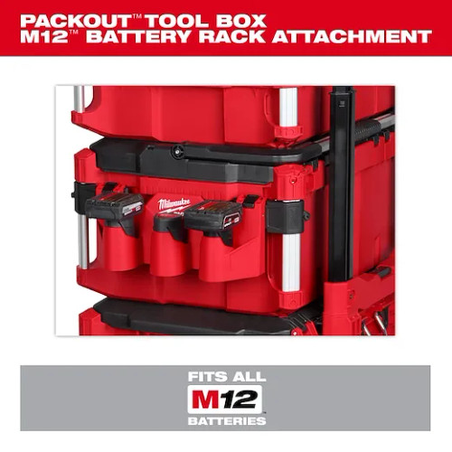 Milwaukee MIL-48-22-8604 PACKOUT Tool Box M12 Battery Rack Attachment