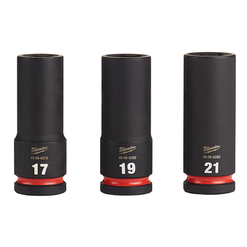Milwaukee MIL-49-66-7025 SHOCKWAVE Impact Duty 1/2in Drive Metric Deep 6 Point 3-Piece Socket Set