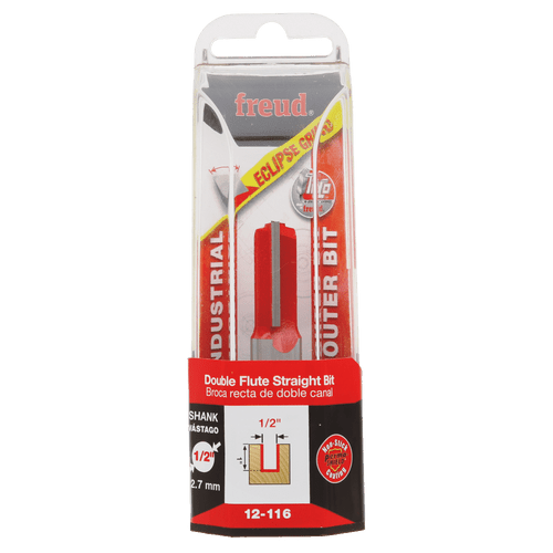 Freud FRE-12-11/2XX Double Flute Straight Bit Eclipse Grind 1/2in Diameter