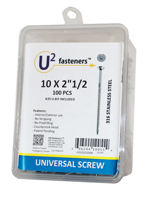U2 U2-H1010-XX Universal Structural Screw 316 Stainless Steel 100 Pack