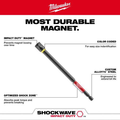 Milwaukee MIL-49-66-4567 SHOCKWAVE Impact Duty 6in Magnetic 6-Piece Nut Driver Set