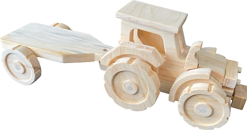 Build It Yourself BIY-KT-07-001-EA Farm Tractor & Flatbed Trailer Woodworking Kit