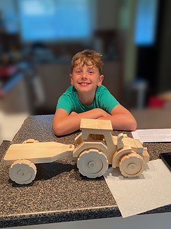 Build It Yourself BIY-KT-07-001-EA Farm Tractor & Flatbed Trailer Woodworking Kit