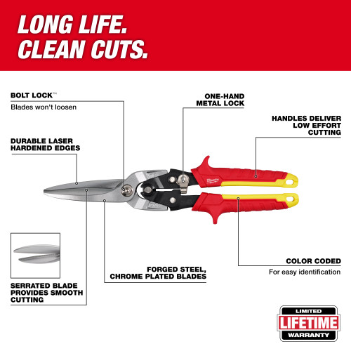 Milwaukee MIL-48-22-4567 Long Cut Aviation Snips